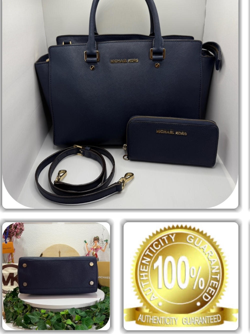 POSH MICHAEL KORS RICH BLUE WALLET & 2-WAY CROSSBODY BAG! (2 LOT)
